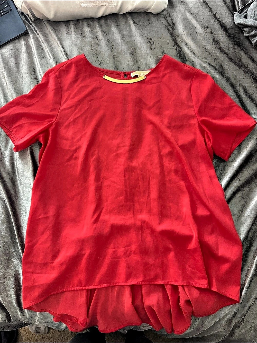 Michael Kors Red Short Sleeve Blouse Like New